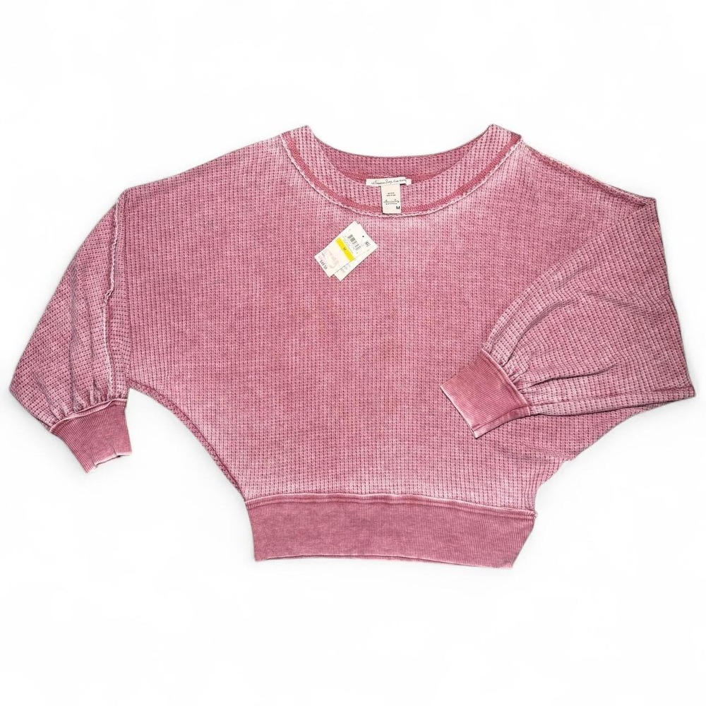 American Rag CIE pink long sleeve waffle knit thermal pullover - Medium